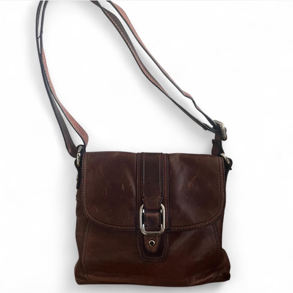 Elegant Brown Fossil Leather Shoulder Bag